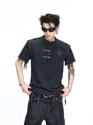 Distressed Ribbed Henley T-Shirt - product image 3