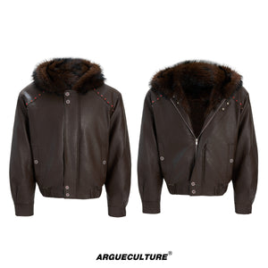 Fleece-Lined Faux Leather Hooded Jacket - product image 5