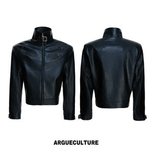 Croc-Embossed Faux Leather Jacket - variant image 7