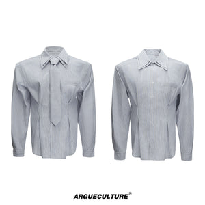 Striped Waist-Cinched Shoulder Shirt - product image 5