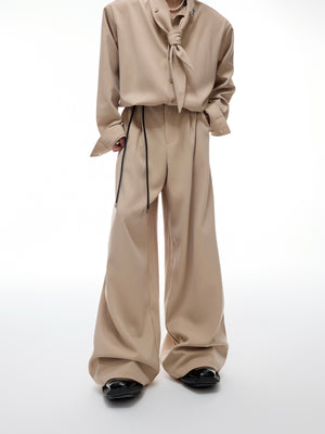 Ribbon-Collar Shirt and Wide-Leg Pants Set - product image 4