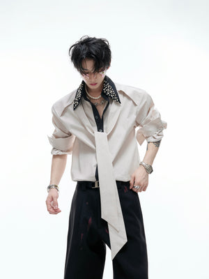Rhinestone Contrast Streamer Shirt - product image 3