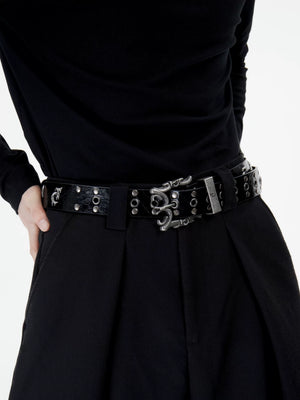 Retro Metal Logo Studded Belt - product image 3