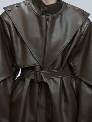 Deconstructed PU Leather Long Coat - product image 4
