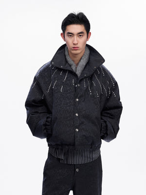 Black Rhinestone Cropped PU Jacket - product image 3