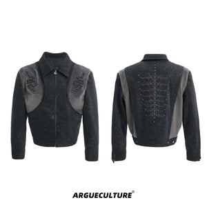 Snake-Texture PU Patchwork Jacket - product image 5