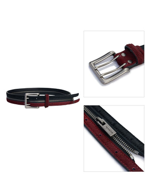 Black Red Horsehair Leather Belt - product image 1