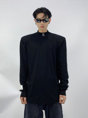 Embossed Graphic Turtleneck Top - product image 1