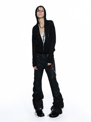 Openwork Star Knit Hooded Cardigan - product image 2