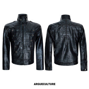Croc-Texture Faux Leather Jacket - product image 5