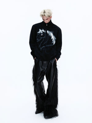 Asymmetric Horse-Embroidered Zip Cardigan - product image 3
