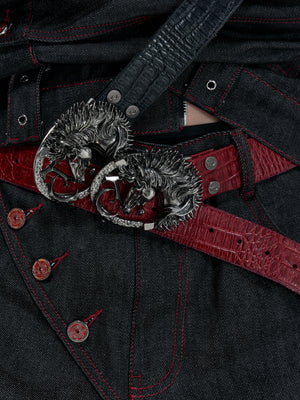 Crocodile-Embossed Horse-Head Belt - product image 3