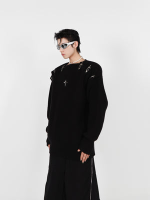 Metal-Buckle Cutout Knit Sweater - product image 2