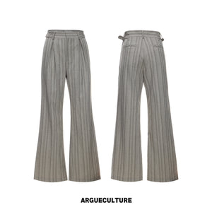 Khaki Striped Cuban Collar Shirt & Trousers - variant image 7