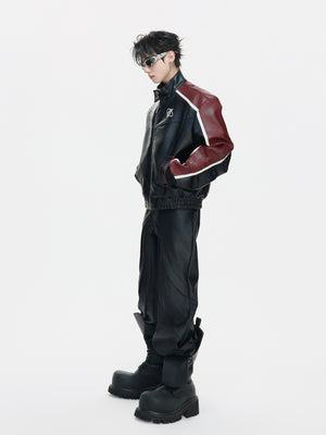 Embroidered Shield Faux Leather Jacket - product image 3