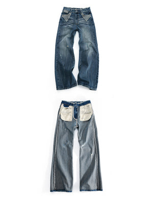 Deep Blue Distressed Bootcut Jeans - product image 2