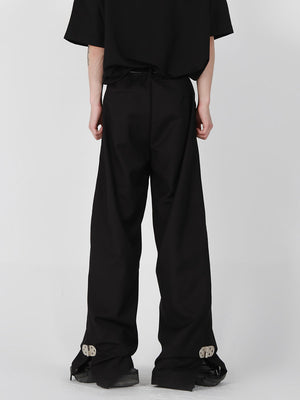 Black Metal-Button Straight-Leg Trousers - product image 5