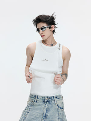 Asymmetric Faux-Layer Ribbed Tank - product image 1