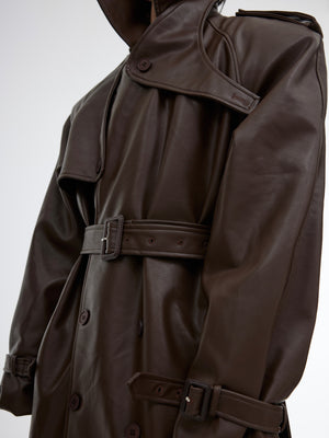 Deconstructed PU Leather Long Coat - product image 4