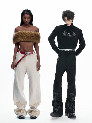 Embroidered Suede Straight-Leg Trousers - product image 5