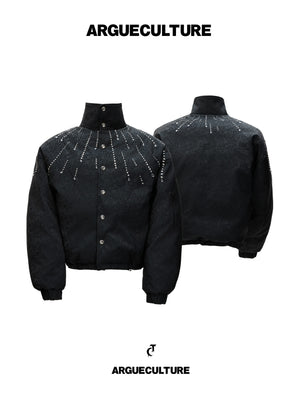 Black Rhinestone Cropped PU Jacket - product image 1