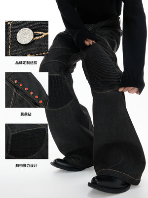 Deconstructed Black Raw Denim Jeans - product image 3