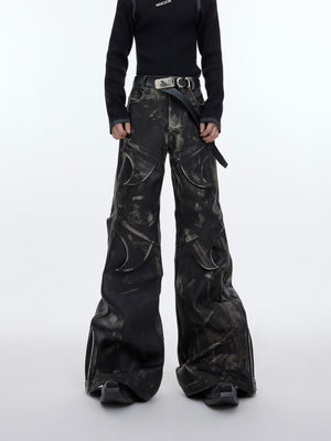 Distressed PU Flare Pants - product image 1