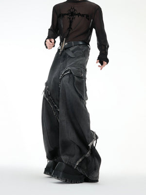 Frayed Curved-Leg Wide Jeans - product image 2