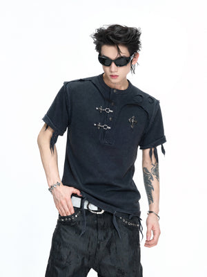 Distressed Ribbed Henley T-Shirt - product image 4