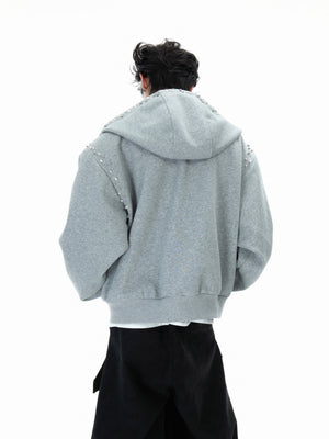 Pearl-Trim Zip Hoodie Jacket - product image 3