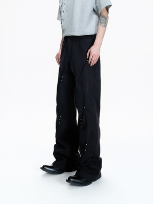 Pleated Rivet Straight-Leg Cotton Pants - product image 5