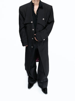 Black Contrast-Lined Long Coat - product image 4