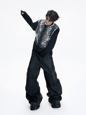 Waxed Black Multi-Pocket Cargo Jeans - product image 4