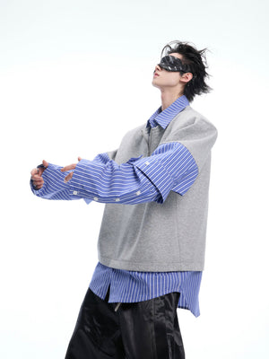 Relaxed Faux-Two-Piece Striped Shirt - product image 3