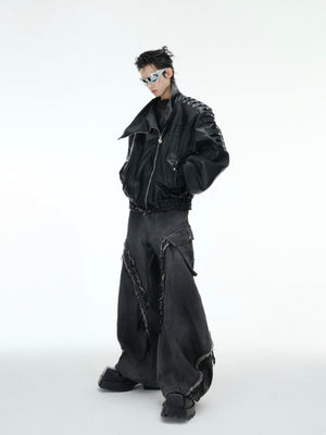 Frayed Curved-Leg Wide Jeans - product image 5