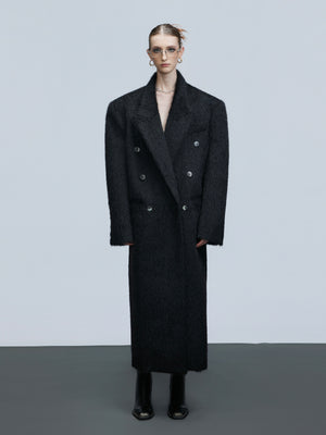 Longline Double-Breasted Wool Blend Coat - product image 1