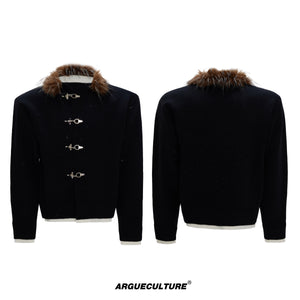 Shimmer Knit Cardigan with Fur Collar - product image 5