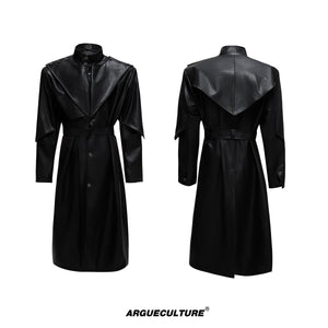 Deconstructed PU Leather Long Coat - product image 5