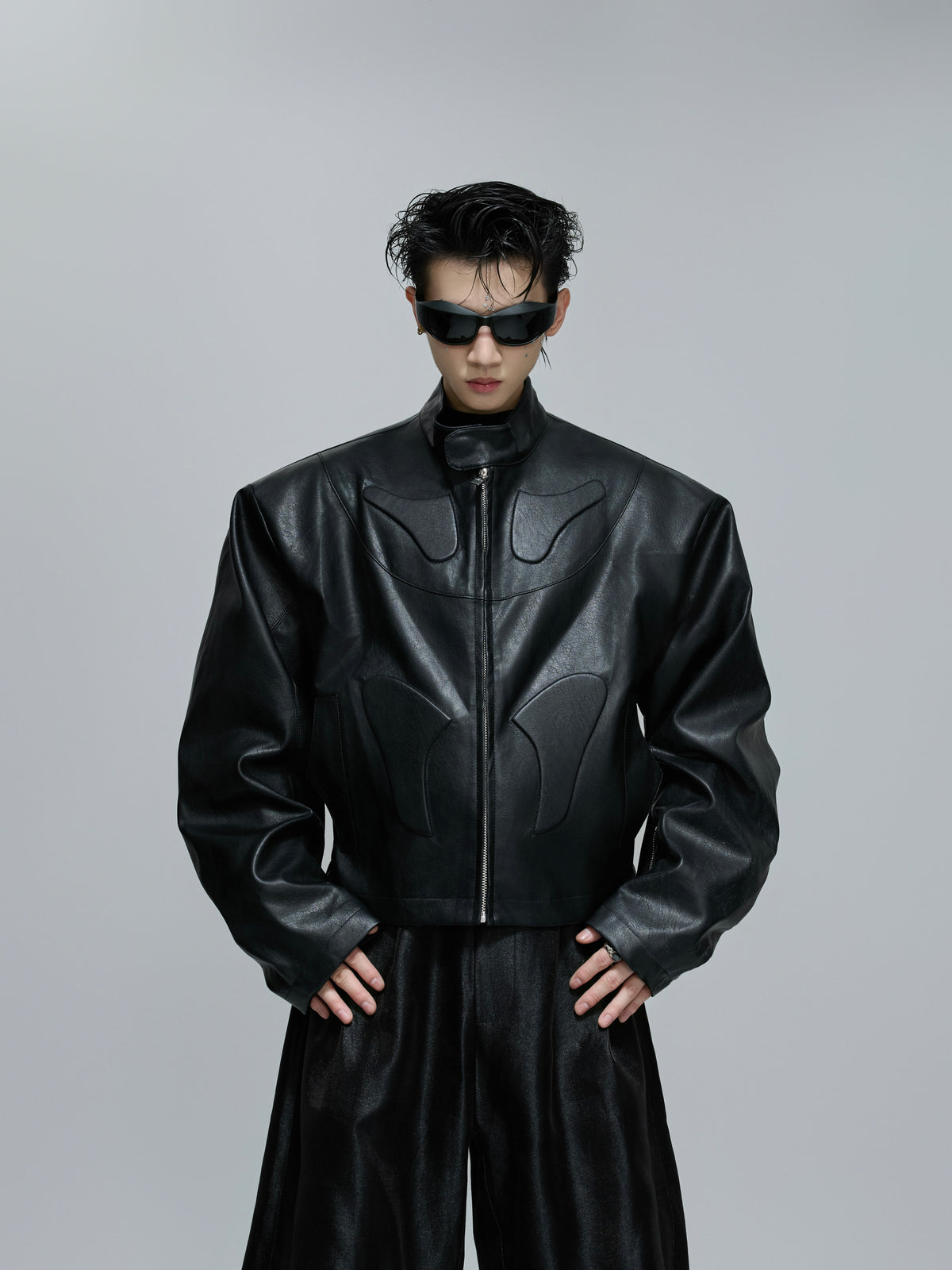 Sculpted Faux Leather Moto Jacket - product image 1