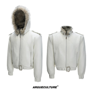 Oversized Hooded Faux Leather Jacket - product image 5