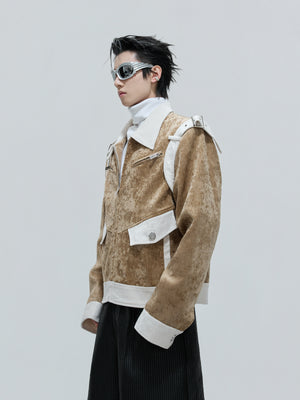 Color-Block Velvet Cropped Jacket - product image 3