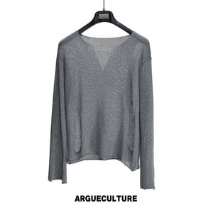Frayed Open-Knit V-Neck Sweater - product image 5