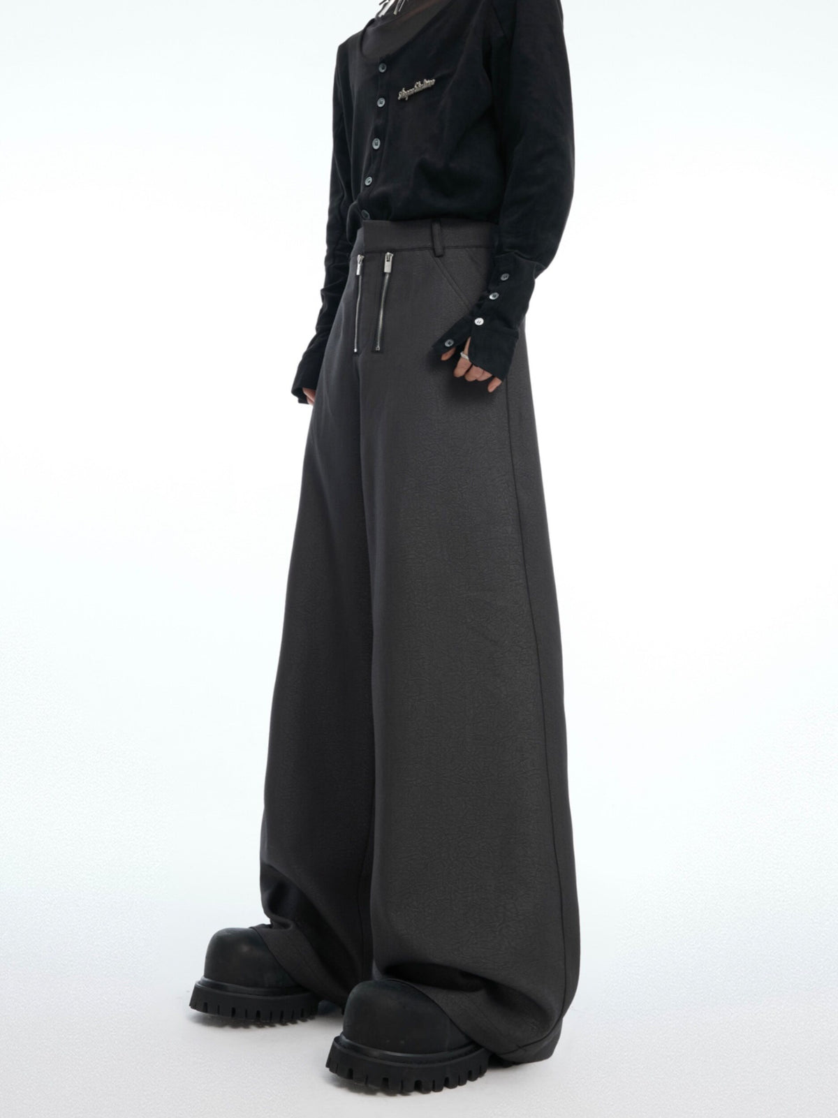 Metal Double-Zip Straight-Leg Trousers - product image 2