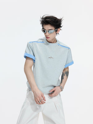 Contrast-Panel Unisex Crew Neck Tee - product image 1