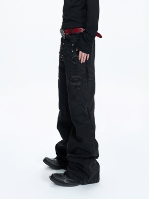 Washed Black Rivet Flare Jeans - product image 2