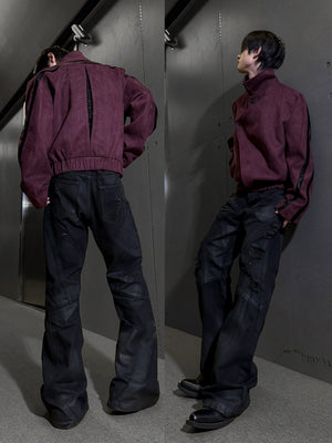 Studded Snake-Texture Cropped Jacket - product image 5