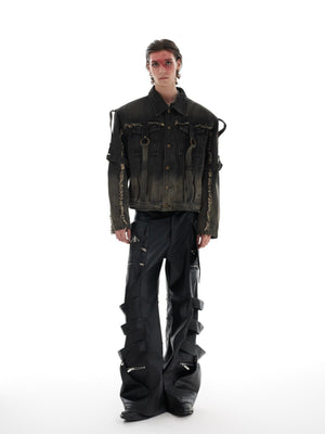 Washed Raw-Edge Webbing Denim Jacket - product image 4