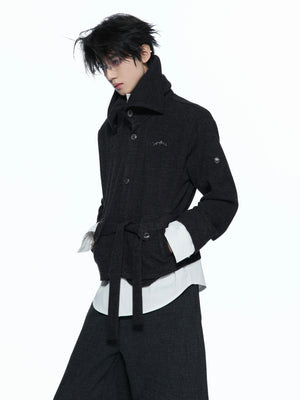 Layered-Collar Zip Knit Cardigan - product image 2