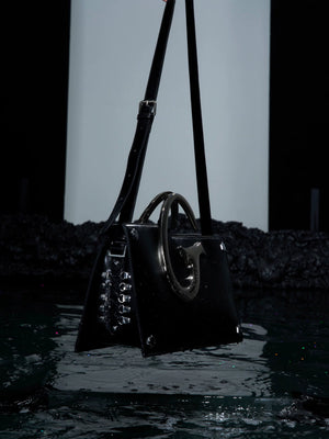 PU Trapezoid Shoulder Bag with Metal Handle - product image 4