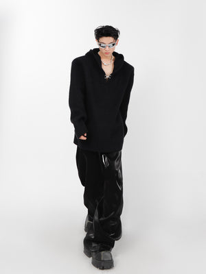 Relaxed Hooded Knit Sweater - product image 5